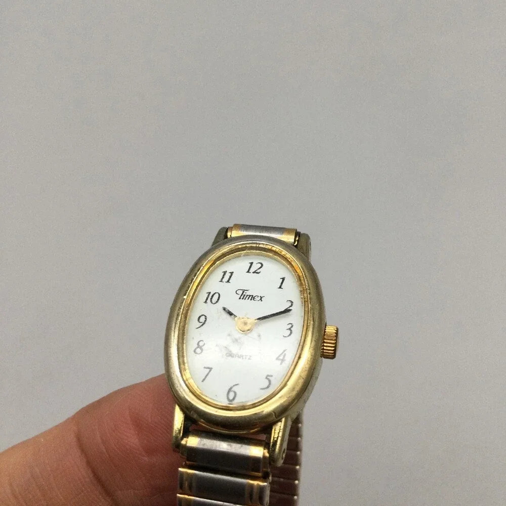 Timex Cavatina Womens Watch 17mm Two Tone Oval Dial Stretch New Battery